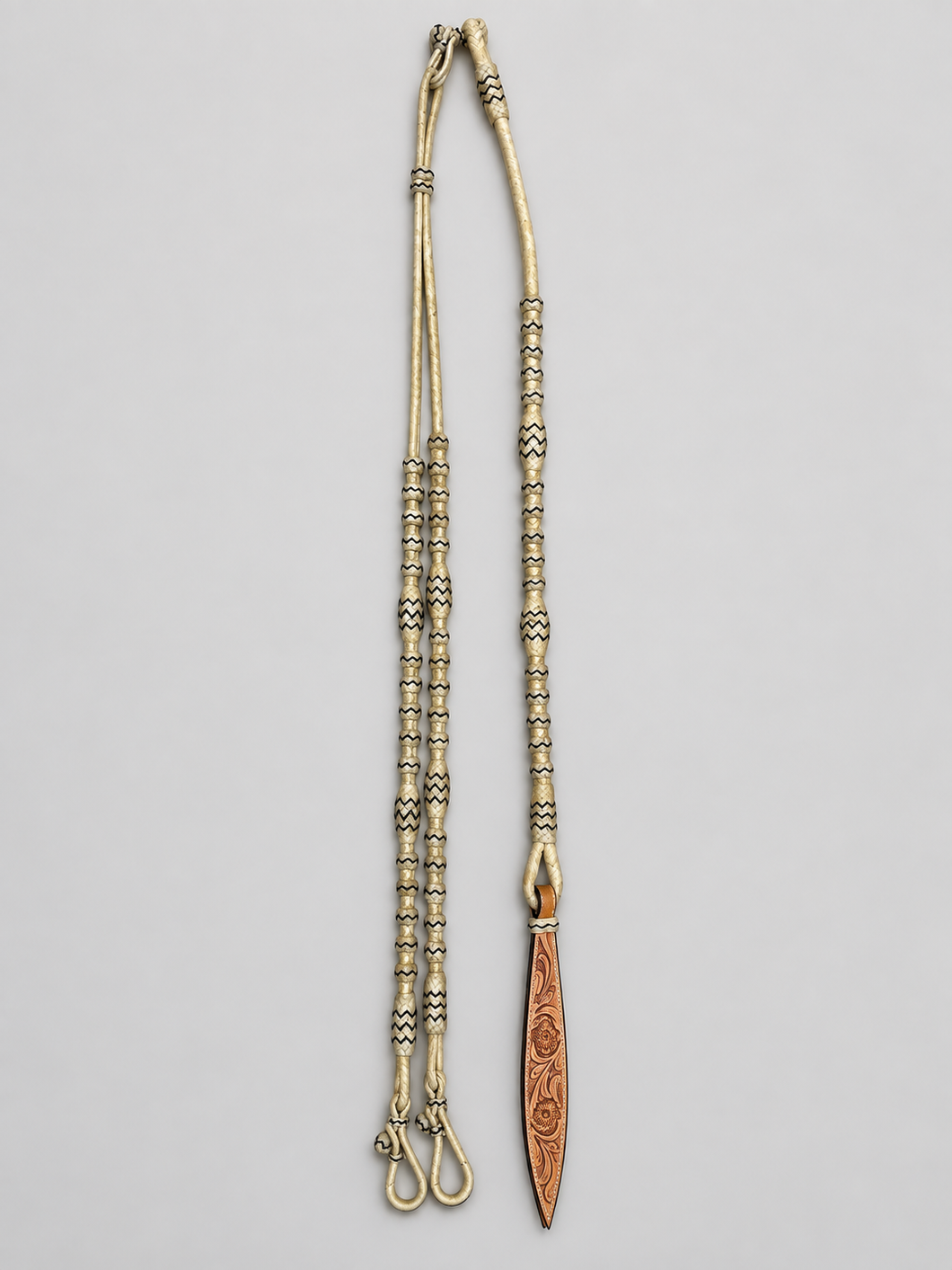 Romal Reins - RR119 - 12 Plait Natural with Black Accents 80