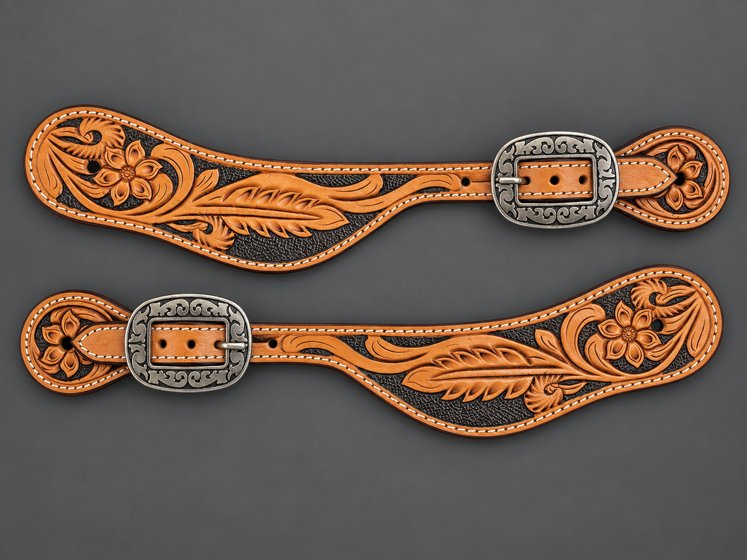 Spur Straps - SPS166 - Floral Embossed with Buckle