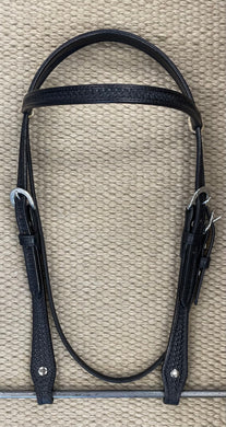 Headstall - HS14 - Basket Black w/ Rawhide Loops
