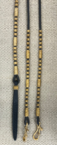 Romal Reins - RR29 - 12 Plait Black Latigo and Rawhide 103