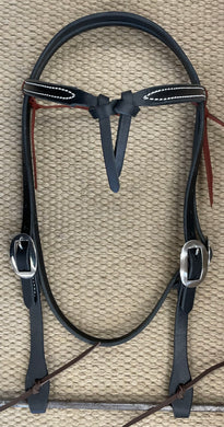 Headstall - HS302 - Plain Black Knotted Browband Regular