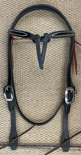 Headstall - HS302 - Plain Black Knotted Browband Regular
