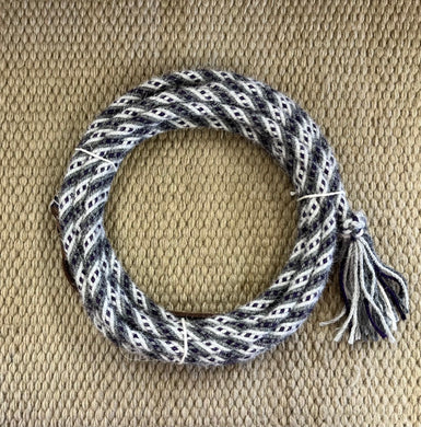 Mecate - MEC98 - 3/8” x 22’ 6-Strand Alpaca Grey, Purple & White