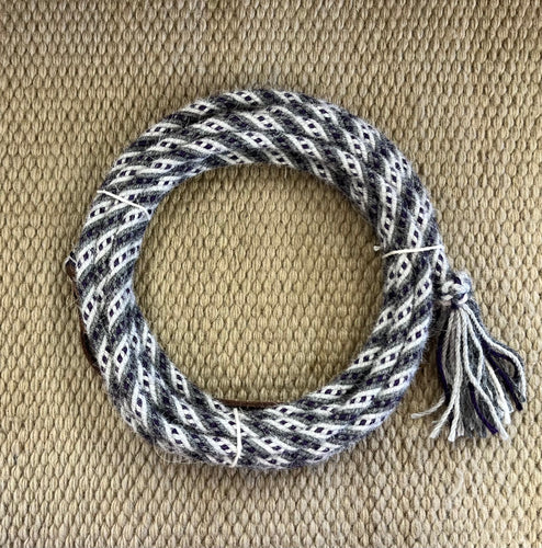Mecate - MEC98 - 3/8” x 22’ 6-Strand Alpaca Grey, Purple & White