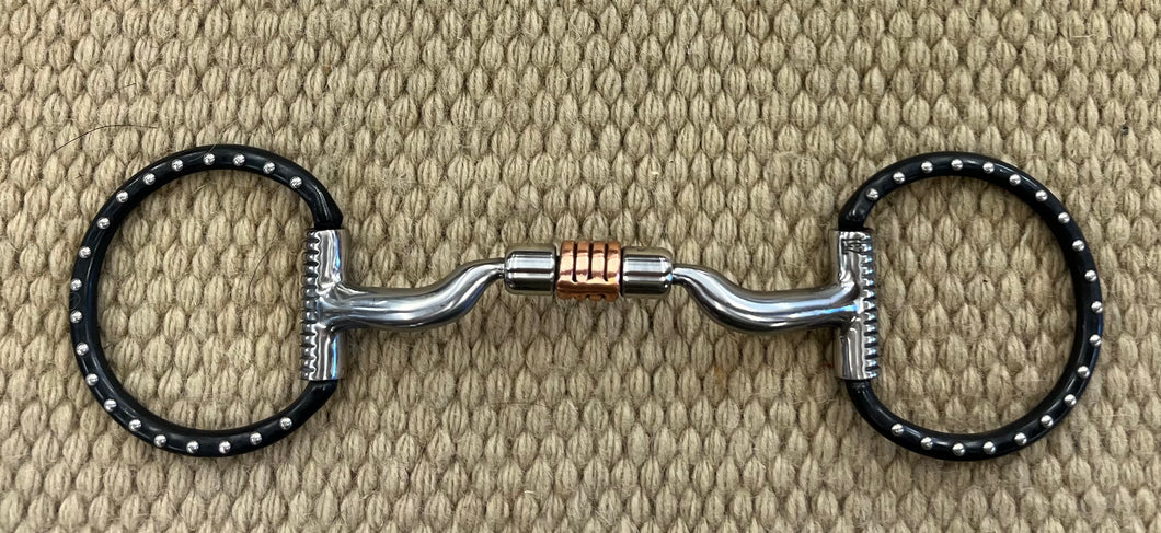 BIT - MB70 - Myler D-Ring Low Port Comfort Snaffle w/ Copper Roller Black