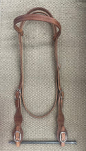 HS62-3/4" Harness Leather headstall, stitched W/Scalloped Cheeks Draft