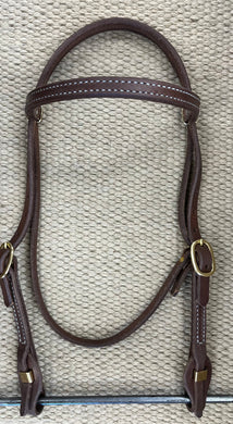 Headstall - HS228 - Stitched Browband w/ Brass Quick Change Oiled