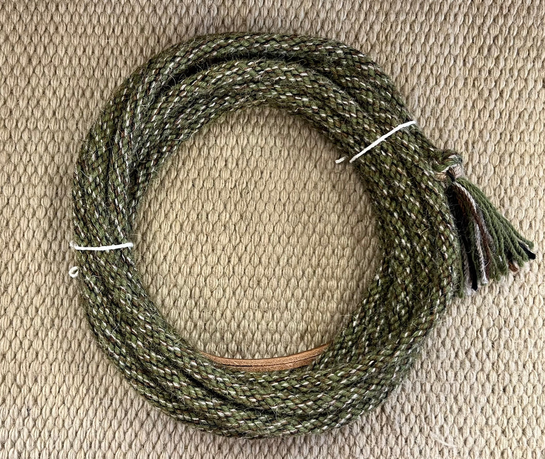 Mecate - MEC162 - 1/2” x 22’ 6-Strand Alpaca Green, Brown, Taupe & Black