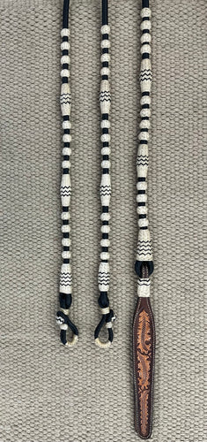 Romal Reins - RR17 - TRB 30 Plait George Moore Black w/ Natural Buttons and Black Accents 84