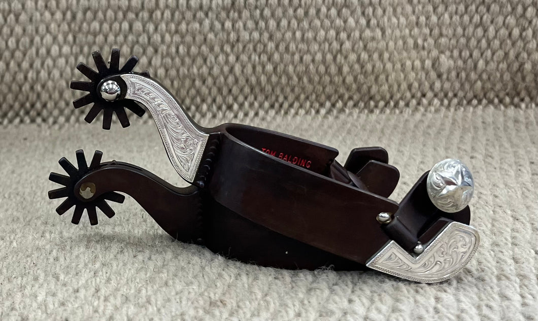 Spurs - SP160 - Tom Balding Men's Brown Swingarm w/ Engraved Plates