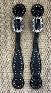 Spur Straps - SPS108 - Weaver Spotted Straight Basket Stamp Black
