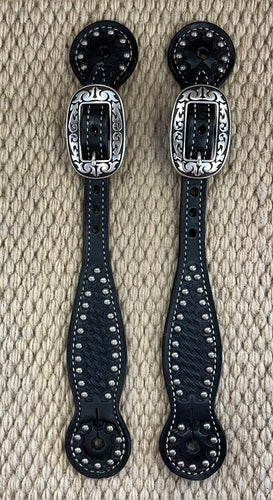 Spur Straps - SPS108 - Weaver Spotted Straight Basket Stamp Black