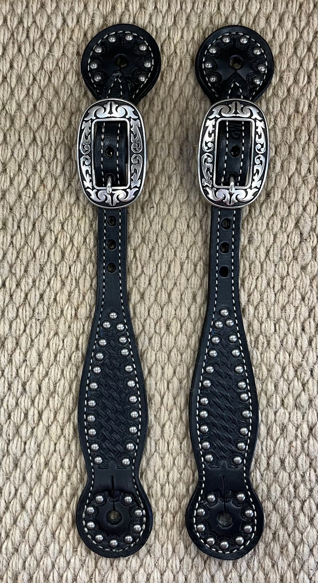 Spur Straps - SPS108 - Weaver Spotted Straight Basket Stamp Black