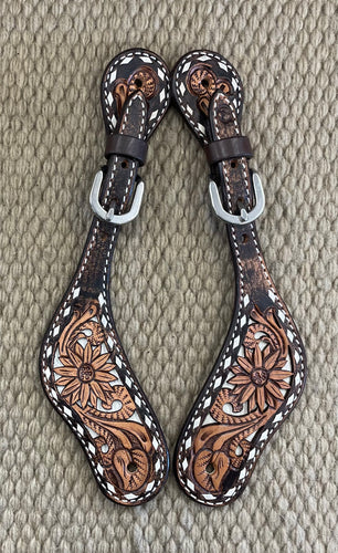 Spur Straps - SPS96 - Ladies White Daisy Filigree