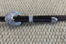 Headstall - HS144 - Basket Brown Split Ear w/ Sterling Overlay