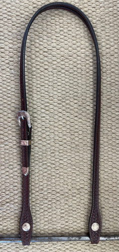 Headstall - HS274 - Basket Brown Split Ear w/ Silver Overlay Trim and Small Cheek Conchos