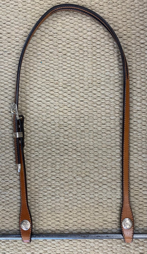 Headstall - HS81 - Plain Antiqued Split Ear w/ Silver Overlay