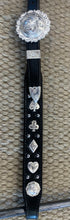 Headstall - HS171 - Plain Black Single Ear w/ Card Suits and Sterling Overlay