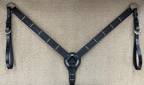 Breast Collar - BC30 - Straight Basket Black w/ Three Spots Pattern