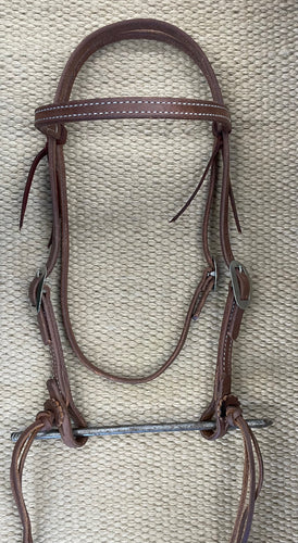 Headstall - HS11 - Heavy Oiled Browband w/ Rattlesnake Ties