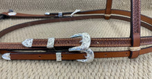 Headstall - HS131 - Basket Antiqued w/ Rawhide Loops and Silver Plated Trim