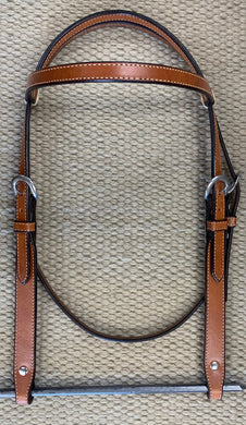 Headstall - HS117 - Plain Medium Oil w/ Rawhide Loops