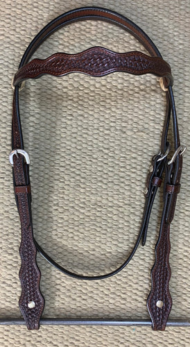 Headstall - HS128 - Basket Brown w/ Rawhide Loops