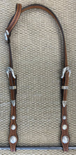 Headstall - HS26 - Basket Antiqued Single Ear w/ Sterling Overlay Conchos and San Antonio Buckles
