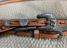 Headstall - HS119 - Floral No Oil w/ Rawhide Loops and Brass Berry Concho Set