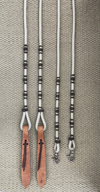 Split Reins - SR98 - Deluxe Tan w/ Brown Buttons and Harness Popper 8'