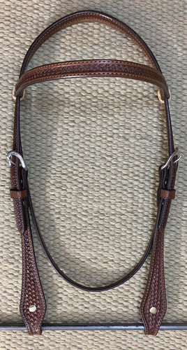 Headstall - HS127 - Basket Brown w/ Rawhide Loops