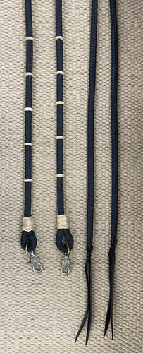 Split Reins - SR78 - Braided Nylon Split Rein Black