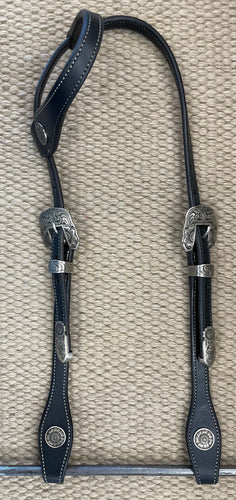 Headstall - HS205 - Tony Pedrini Sliding Ear w/ Mincer Silver Black