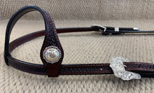 Headstall - HS94 - Basket Brown Single Ear w/ Silver Plate