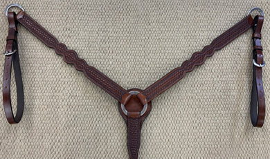 Breast Collar - BC24 - 1 14” Three Scallop Basket Brown