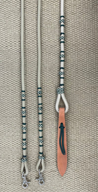 Romal Reins - RR107 - 16 Plait Nylon Hunter and Tan w/ Snaps and Harness Popper 96