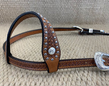 Headstall - HS140 - Basket Antiqued w/ Dots and Silver Plate