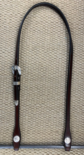 Headstall - HS142 - Plain Brown Split Ear w/ Silver Overlay