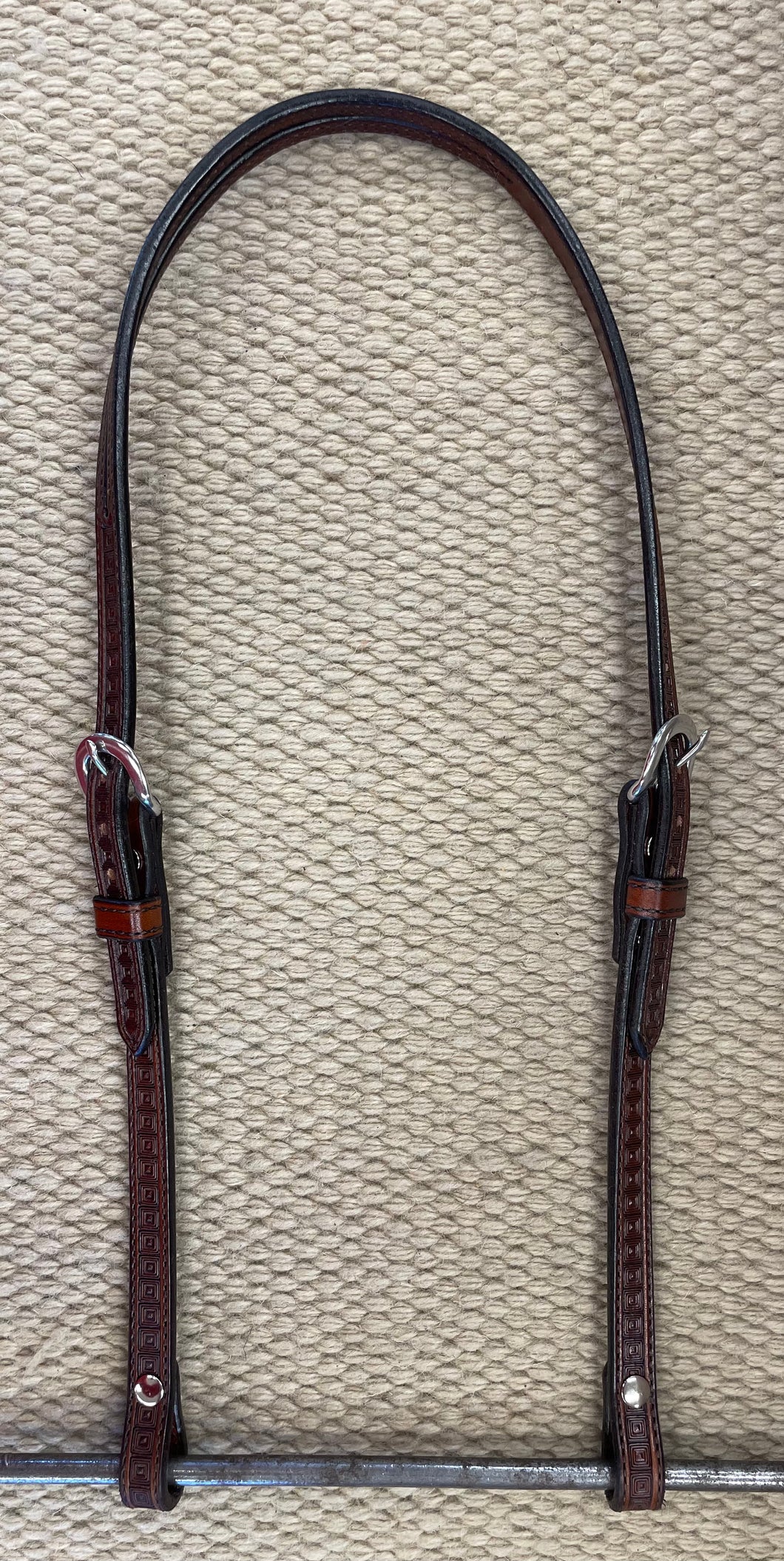 Headstall - HS273 - Geometric Dark Brown Split Ear