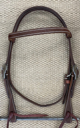 Headstall - HS188 - Martin Chocolate Rough Out w/ Laramie Buckles and Latigo Ties