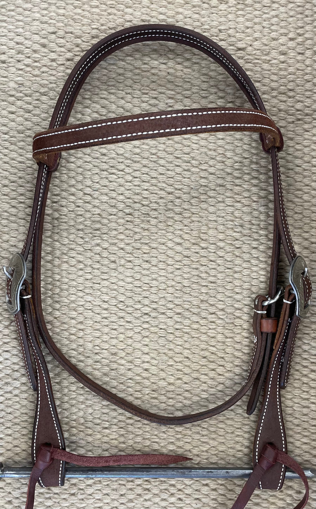 Headstall - HS188 - Martin Chocolate Rough Out w/ Laramie Buckles and Latigo Ties