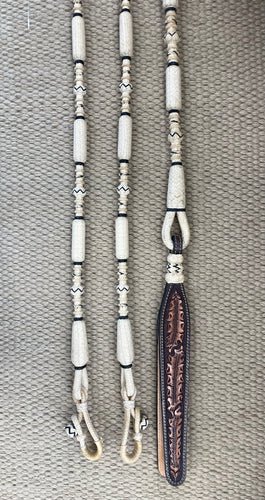 Romal Reins - RR101 - 30 Plait Natural w/ Black Accents 102