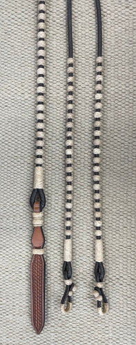 Romal Reins - RR04 - 12 Plait Brown Calf w/ Natural Rawhide Buttons 98