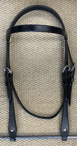 Headstall - HS105 - Plain Black w/ Rawhide Loops