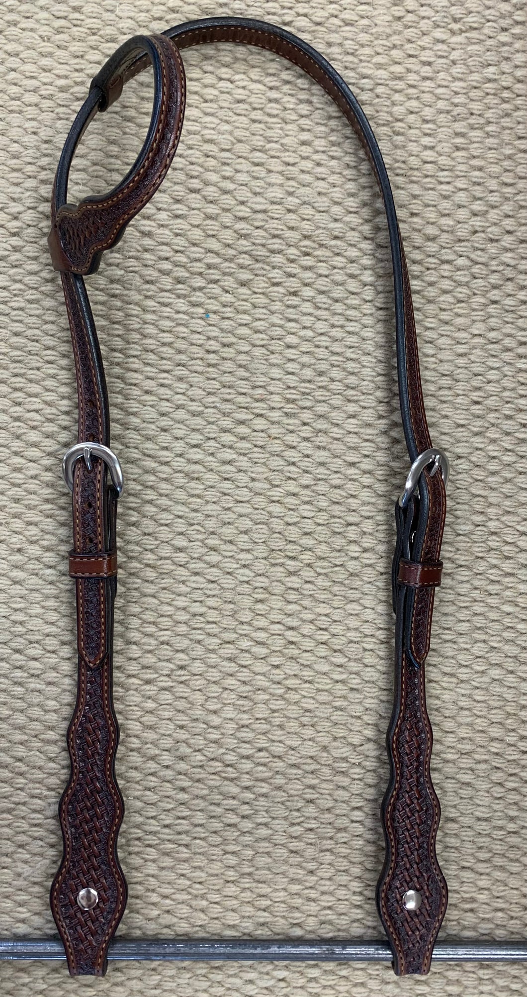 Headstall - HS36 - Basket Brown Single Ear