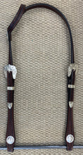 Headstall - HS94 - Basket Brown Single Ear w/ Silver Plate