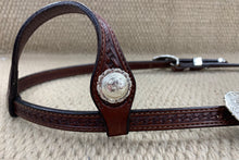 Headstall - HS88 - Basket Brown Single Ear w/ Silver Plate