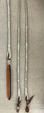 Romal Reins - RR99 - 12 Plait Santa Inez Style Natural w/ Leather Ends 100