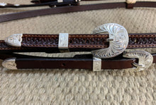 Headstall - HS120 - Basket Brown w/ Rawhide Loops and Silver Plate