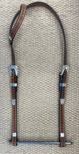 Headstall - HS193 - 5/8" Geometric Antiqued Sliding Ear with Silver Plated Trim